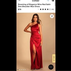 One shoulder red evening gown